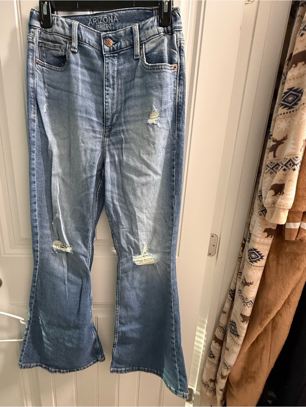 Arizona Jean Company Light Blue Distressed Flare Jeans